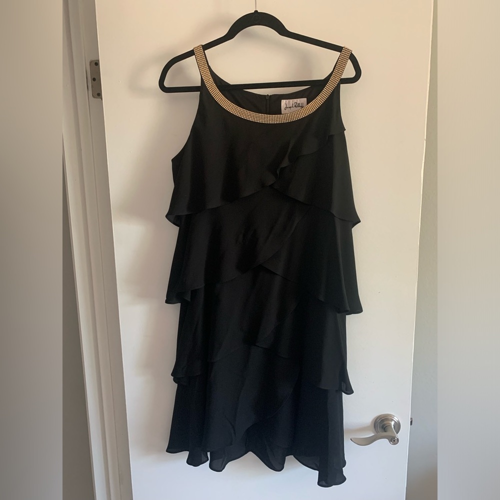 Joseph Ribkoff Embellished Black Dress - Size 14